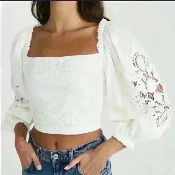 Elie Tahari Whimsical Lace Top 100% Cotton Size Small - Picture 1 of 12